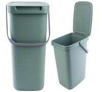 KADAX Poubelle 12 l avec Couvercle et poignée, en Plastique, pour Le tri sélectif, rectangulaire avec Couvercle à charnière (Vert)