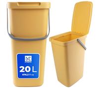 KADAX Poubelle 20 l avec Couvercle et poignée, en Plastique, pour Le tri sélectif, rectangulaire avec Couvercle à charnière (Jaune)