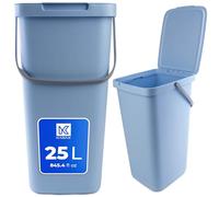 KADAX Poubelle 25 l avec Couvercle et poignée, en Plastique, pour Le tri sélectif, rectangulaire avec Couvercle à charnière (Bleu)