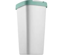 KADAX Poubelle 25 litres, collecteur de déchets avec couvercle basculant, poubelle pour tri des déchets, corbeille à ordures en plastique, poubelle robuste, bac à ordures (Gris/Vert)