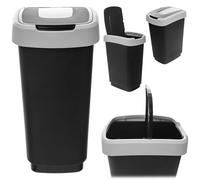 KADAX Poubelle 25L, poubelle avec couvercle basculant, bac à déchets en plastique, poubelle avec couvercle, système de tri des déchets pour la cuisine et le bureau (Gris)