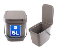 KADAX Poubelle 6 l avec Couvercle et poignée, en Plastique, pour Le tri sélectif, rectangulaire avec Couvercle à charnière (Marron)