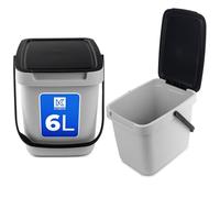 KADAX Poubelle 6 l avec Couvercle et poignée, en Plastique, pour Le tri sélectif, rectangulaire avec Couvercle à charnière (Gris)