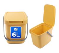 KADAX Poubelle 6 l avec Couvercle et poignée, Poubelle en Plastique, pour Le tri des déchets, rectangulaire, avec Couvercle à charnière (Jaune)