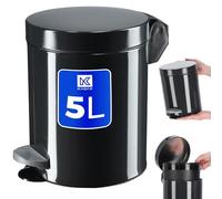KADAX Poubelle à pédale avec capacité en acier - Poubelle ronde - Seau élégant - Pour salle de bain et cuisine - 5 l - Anthracite