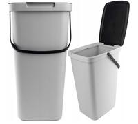 KADAX Poubelle avec couvercle et poignée, poubelle en plastique, pour le tri des déchets, rectangulaire (gris, 20 l)