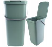 KADAX Poubelle avec couvercle et poignée, poubelle en plastique, pour le tri sélectif, rectangulaire (vert, 25 l)
