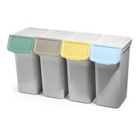 KADAX Poubelle avec couvercle, poubelle en plastique, pour le tri des déchets, rectangulaire (gris, 4 x 25 l)