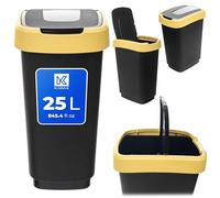 KADAX Poubelle de 25 l, avec couvercle basculant, en plastique, système de tri sélectif, pour cuisine et bureau, jaune