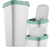KADAX Poubelle de 25 l, avec couvercle basculant, pour tri sélectif, en plastique, robuste, grise, verte