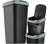 KADAX Poubelle de 25 l - Collecteur de déchets avec couvercle basculant - Tri des déchets - Tri des déchets - Panier en plastique - Poubelle robuste (noir/gris)
