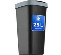 KADAX Poubelle de 25 l - Collecteur de déchets avec couvercle basculant - Tri des déchets - Tri des déchets - Panier en plastique - Poubelle robuste (noir/gris)