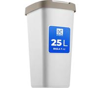 KADAX Poubelle de 25 litres avec couvercle basculant, pour recyclage, panier en plastique résistant (gris/marron clair)