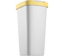 KADAX Poubelle de 25 litres, collecteur de déchets avec couvercle basculant, poubelle pour tri des déchets, corbeille à déchets en plastique, poubelle robuste, poubelle (Gris/Jaune)