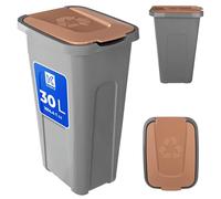 KADAX Poubelle de recyclage 30L, Conteneur à déchets robuste avec couvercle rabattable hermétique, Récipient à déchets pour système de tri sélectif, Poubelle en
