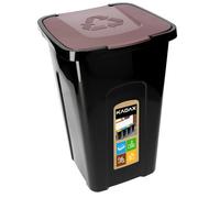 KADAX Poubelle de Recyclage 50L, Conteneur en Polyuréthane Adapté à Une Utilisation Interieure et Exterieure, Grand Bac avec Couvercle (Marron)