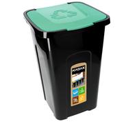 KADAX Poubelle de Recyclage 50L, Conteneur en Polyuréthane Adapté à Une Utilisation Interieure et Exterieure, Grand Bac avec Couvercle (Vert)