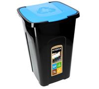 KADAX Poubelle de Recyclage 50L, Conteneur en Polyuréthane Adapté à Une Utilisation Interieure et Exterieure, Grand Bac avec Couvercle (Bleu)