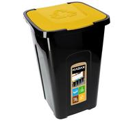 KADAX Poubelle de Recyclage 50L, Conteneur en Polyuréthane Adapté à Une Utilisation Interieure et Exterieure, Grand Bac avec Couvercle (Jaune)