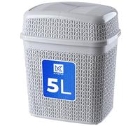 KADAX Poubelle de Salle de Bain 5L, Petite Poubelle de Chambre en Plastique avec Couvercle Basculant pour une Gestion Efficace des Déchets (Gris)