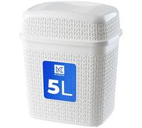 KADAX Poubelle de Salle de Bain 5L, Petite Poubelle de Chambre en Plastique avec Couvercle Basculant pour une Gestion Efficace des Déchets (Blanc)