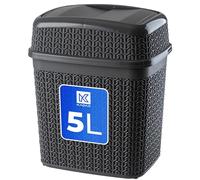 KADAX Poubelle de Salle de Bain 5L, Petite Poubelle de Chambre en Plastique avec Couvercle Basculant pour une Gestion Efficace des Déchets (Anthracite)