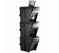 KADAX poubelle modulaire en plastique "Arbol", poubelle trieur de déchets, noir, 25L, 3 pièces