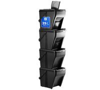 KADAX poubelle modulaire en plastique "Arbol", poubelle trieur de déchets, noir, 25L, 4 pièces