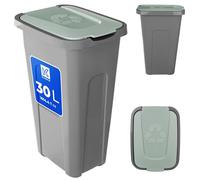 KADAX Poubelle pour tri des déchets, 30 l, robuste, avec couvercle à rabat hermétique, pour système de tri des déchets, en plastique (1, couvercle vert)