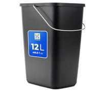 KADAX Poubelle sans couvercle avec poignée en métal mobile, durable, récipient en plastique (noir, 12 l)