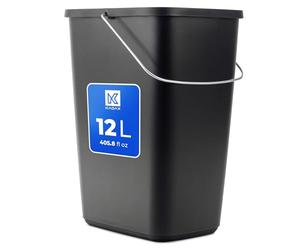 KADAX Poubelle sans couvercle avec poignée en métal mobile, durable, récipient en plastique (noir, 12 l)