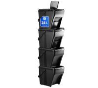 KADAX poubelle modulaire en plastique "Arbol", poubelle trieur de déchets, noir, 25L, 4 pièces