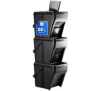 KADAX poubelle modulaire en plastique "Arbol", poubelle trieur de déchets, noir, 25L, 3 pièces
