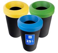 KADAX Poubelles, poubelles, 25 l, pour le tri des déchets, poubelles, 3 pièces