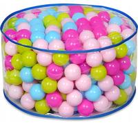 KADAX Pouf avec balles pour enfants, filles, garçons, chambre d'enfant, Ø 63 x 34 cm, coussin de sol rond (couleur pastel)