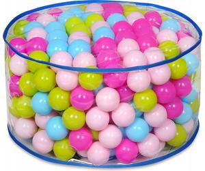 KADAX Pouf avec balles pour enfants, filles, garçons, chambre d'enfant, Ø 63 x 34 cm, coussin de sol rond (couleur pastel)