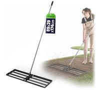 KADAX Raclette à gazon 89x29cm avec manche, Râteau de nivellement pour l'entretien du gazon, Râteau de nivellement du gazon pour niveler le sol, Niveleuse à gazon en métal, Niveleur de surface