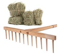 KADAX Râteau à Foin avec Manche en Bois Long pour Une Récolte Efficace et Confortable, Râteau à Feuilles de Jardin, Outil de Jardinage (Bois)