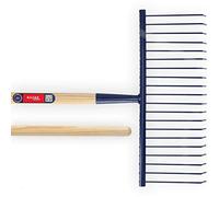 KADAX râteau en Fil d'acier, râteau Large avec Long Manche en Bois, râteau à Dents Longues, râteau de Jardin léger comme Une Plume, râteau à Feuilles, Balai à Feuilles, râteau à Gazon (20 Dents)