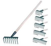 KADAX Râteau en Métal, Râteau Plat avec Manche en Bois, Râteau à Feuilles pour Jardin, Parterre, Râteau à Feuilles, Râteau à Pelouse, Vert, Outil de Jardinage, Outil de Jardinage (8 Dents)