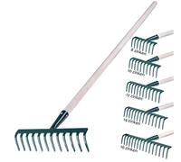 KADAX Râteau en Métal, Râteau Plat avec Manche en Bois, Râteau à Feuilles pour Jardin, Parterre, Râteau à Feuilles, Râteau à Pelouse, Vert, Outil de Jardinage, Outil de Jardinage(12 Dents)