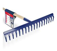 KADAX Râteau Large à Feuilles en Métal avec Tête Renforcée et Long Manche en Bois - Outil de Jardin pour Désherber, Fertiliser (18 Dents)