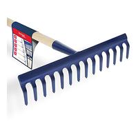 KADAX Râteau Large avec tęte renforcée, râteau ŕ Feuilles en métal, râteau ŕ Feuilles avec Long Manche en Bois, Outil de Jardin pour désherber, fertiliser, (14 Dents)