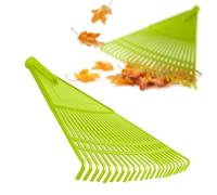 KADAX Râteau robuste en plastique - Râteau à feuilles sans manche - Râteau large - Râteau à feuilles - Râteau de jardin - Balai à feuilles - Éventail - Balai à feuilles (triangulaire, vert, 60 cm)