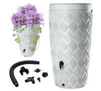 KADAX Réservoir d'eau de pluie, 240 l, Tonneau à eau, Récipient avec robinet, Pot de fleurs, grand modèle