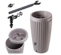 KADAX Récupérateur d'eau de Pluie avec bac à Plantes intégré dans Le Couvercle - 240 l - en Plastique - Réservoir d'eau de Pluie avec Robinet - Résistant au Gel - Gris Beige
