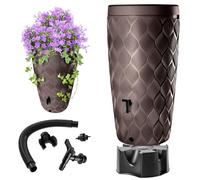 KADAX Récupérateur d'eau de Pluie avec bac à Plantes intégré dans Le Couvercle - 240 l - en Plastique - Réservoir d'eau de Pluie avec Robinet - Résistant au Gel - Marron