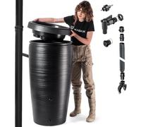 KADAX Récupérateur d'eau de Pluie avec bac à Plantes intégré dans Le Couvercle - 240 l - en Plastique - Réservoir d'eau de Pluie avec Robinet - Résistant au Gel - Noir
