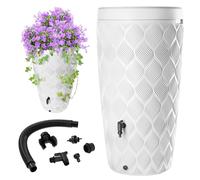 KADAX Réservoir d'eau de pluie, 240 l, Tonneau, Réservoir d'eau de pluie, Pot de fleurs + robinet fort