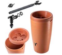KADAX Récupérateur d'eau de Pluie avec bac à Plantes intégré dans Le Couvercle - 240 l - en Plastique - Réservoir d'eau de Pluie avec Robinet - Résistant au Gel - Terracotta